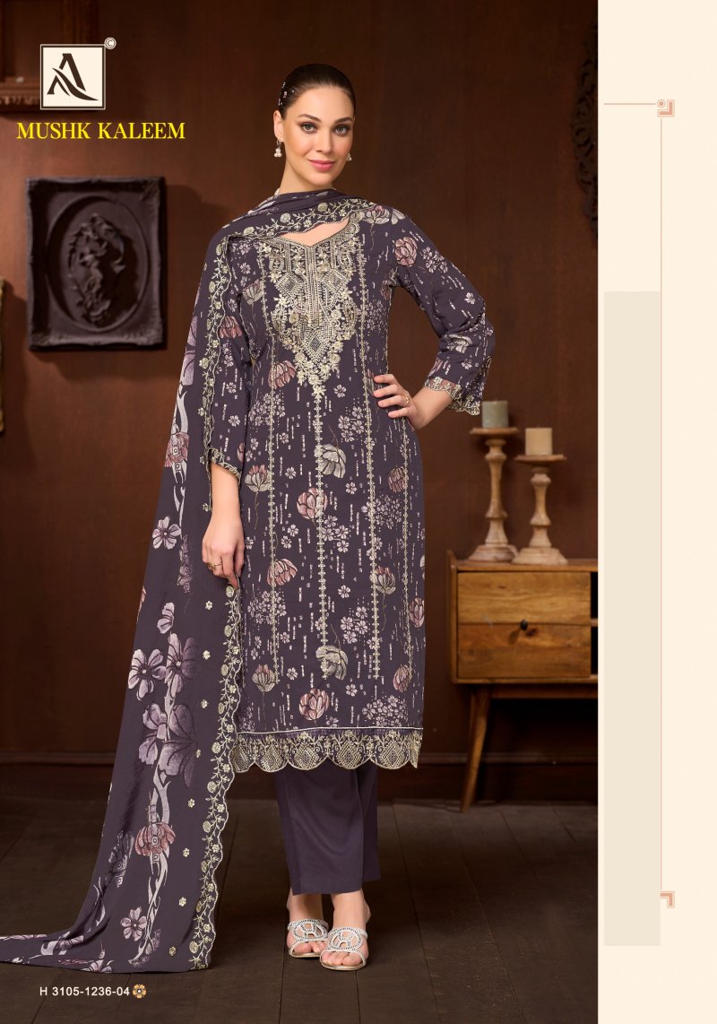 Mushk Kaleem By Alok Cambric Cotton Foil Printed Dress Material